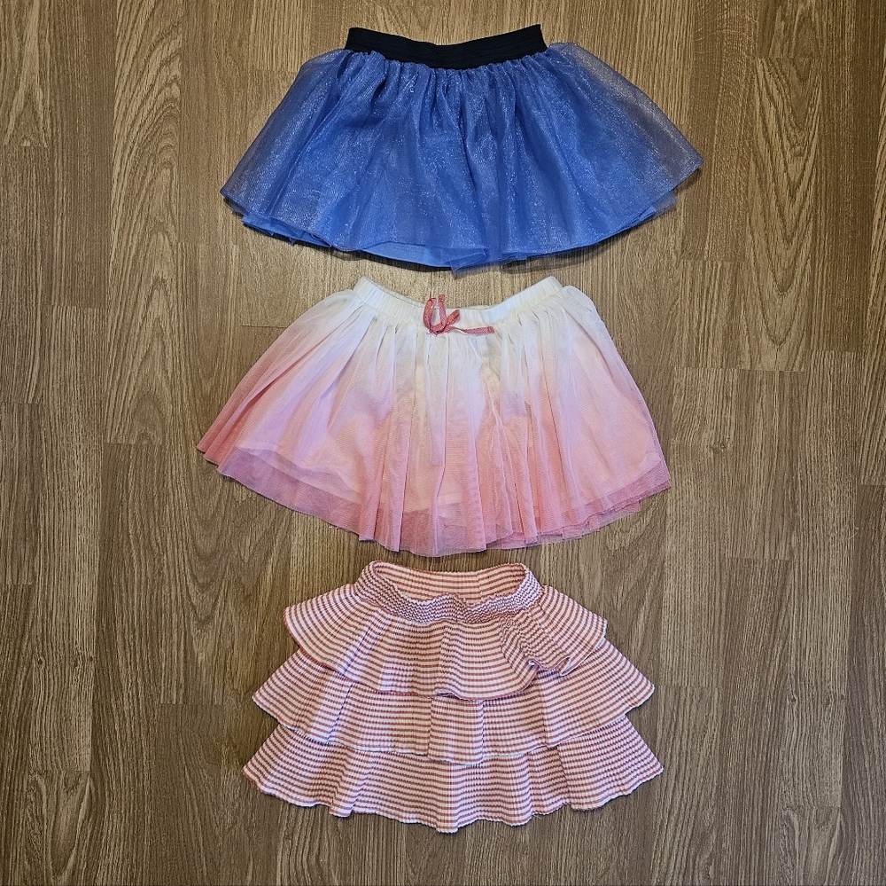 Blue, Pink, and Striped Tiered Skirt Set